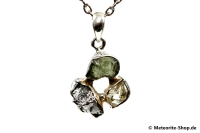 Multi-Stein-Anhänger (Moldavit, Campo del Cielo & Herkimer "Diamant" | Natura | 925er Silber) - 4,90 g Multi-Stein-Anhänger (Moldavit, Campo del Cielo & Herkimer "Diamant" | Natura | 925er Silber) - 4,90 g