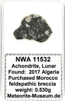 NWA 11532 Mond Meteorit - 0,530 g NWA 11532 Mond Meteorit - 0,530 g