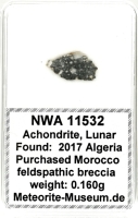 NWA 11532 Mond Meteorit - 0,160 g NWA 11532 Mond Meteorit - 0,160 g