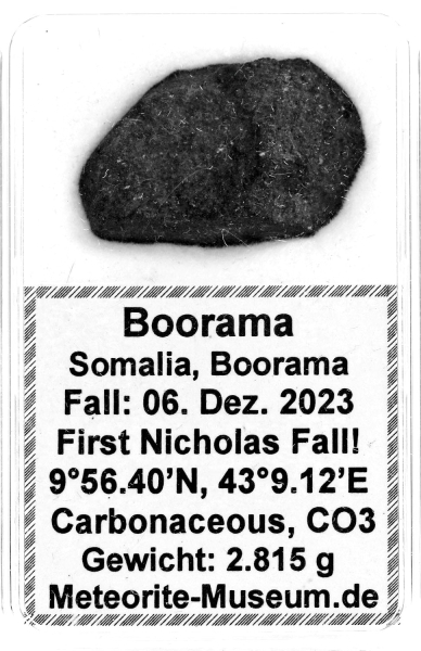 Boorama Meteorit CO3 (Motiv I): Einzigartig: Der erste Nikolaus-Meteoritenfall vom 06.12.2023 - Als der Himmel Geschichte schrieb