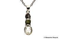 Multi-Stein-Anhänger (Moldavit, Campo del Cielo & Herkimer "Diamant" | Natura | 925er Silber) - 3,90 g Multi-Stein-Anhänger (Moldavit, Campo del Cielo & Herkimer "Diamant" | Natura | 925er Silber) - 3,90 g