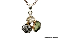 Multi-Stein-Anhänger (Moldavit, Campo del Cielo & Herkimer "Diamant" | Natura | 925er Silber) - 4,70 g Multi-Stein-Anhänger (Moldavit, Campo del Cielo & Herkimer "Diamant" | Natura | 925er Silber) - 4,70 g