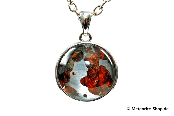 Stein-Eisen-Meteorit-Anhänger (Sericho | Scheibe | 925er Silber) - 4,50 g
