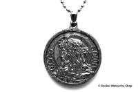 Stein-Eisen-Meteorit-Anhänger (Seymchan | Scheibe | Jesus Christus Carved Amulett) - 17,70 g Stein-Eisen-Meteorit-Anhänger (Seymchan | Scheibe | Jesus Christus Carved Amulett) - 17,70 g