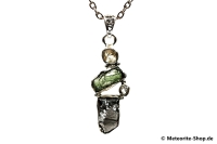 Multi-Stein-Anhänger (Moldavit, Campo del Cielo & Herkimer "Diamant" | Natura | 925er Silber) - 4,70 g Multi-Stein-Anhänger (Moldavit, Campo del Cielo & Herkimer "Diamant" | Natura | 925er Silber) - 4,70 g