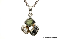 Multi-Stein-Anhänger (Moldavit, Campo del Cielo & Herkimer "Diamant" | Natura | 925er Silber) - 4,40 g Multi-Stein-Anhänger (Moldavit, Campo del Cielo & Herkimer "Diamant" | Natura | 925er Silber) - 4,40 g