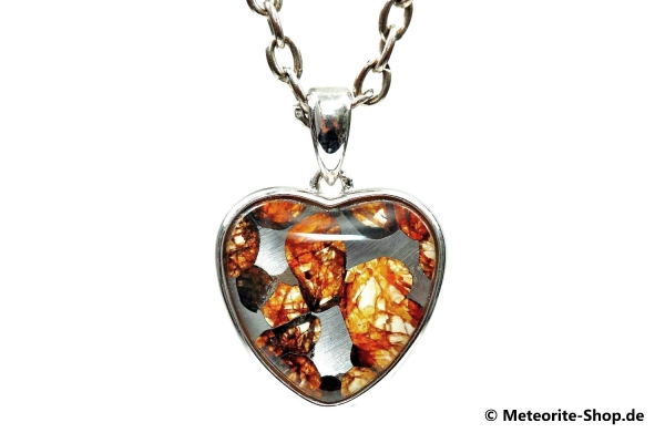 Stein-Eisen-Meteorit-Anhänger (Sericho | Herz | 925er Silber) - 3,70 g