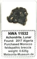 NWA 11532 Mond Meteorit - 0,625 g NWA 11532 Mond Meteorit - 0,625 g