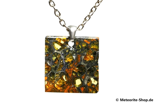 Stein-Eisen-Meteorit-Anhänger (Jepara | Scheibe | 925er Silber) - 4,90 g